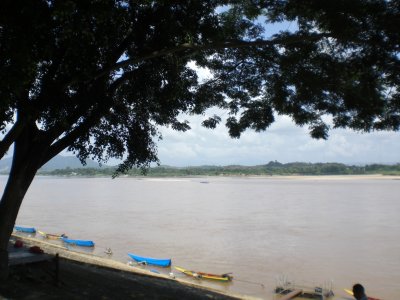 The riverside right across from the Chiang Saen police station