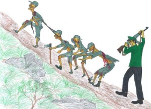 (12)Detainees are forced to climb up and down steep mountainsides.