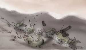 (13)Infirm detainees often lose their balance while  carrying logs on the steep mountains.