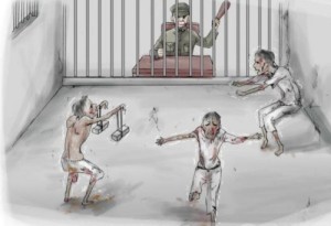 (18)Tortures called "crane," "airplane" and "motorbike." Detainees must maintain the postures imitating crane, airplane and motorbike for hours while continuously imitating their sounds.