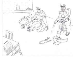 (3)Male detainees also go through the same personal searches on  arrival. The guards then kick them into cells.